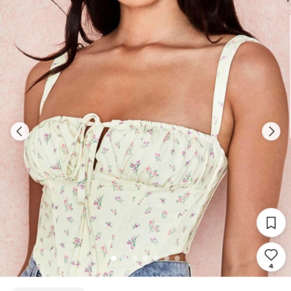 House of CB Floral Cream Crop Top
